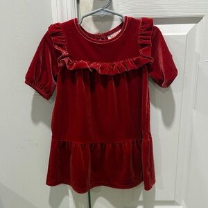 Red Velvet Ruffle Dress
